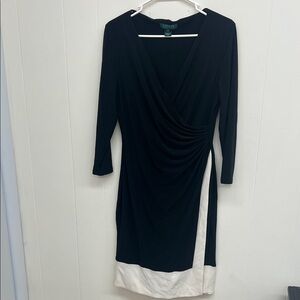 Lauren Ralph Lauren Elegant Black and White Long Sleeve Dress
